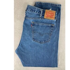 Levis 505 Jeans Mens 42x30 Blue Straight Leg Medium Wash Fade Denim Pants